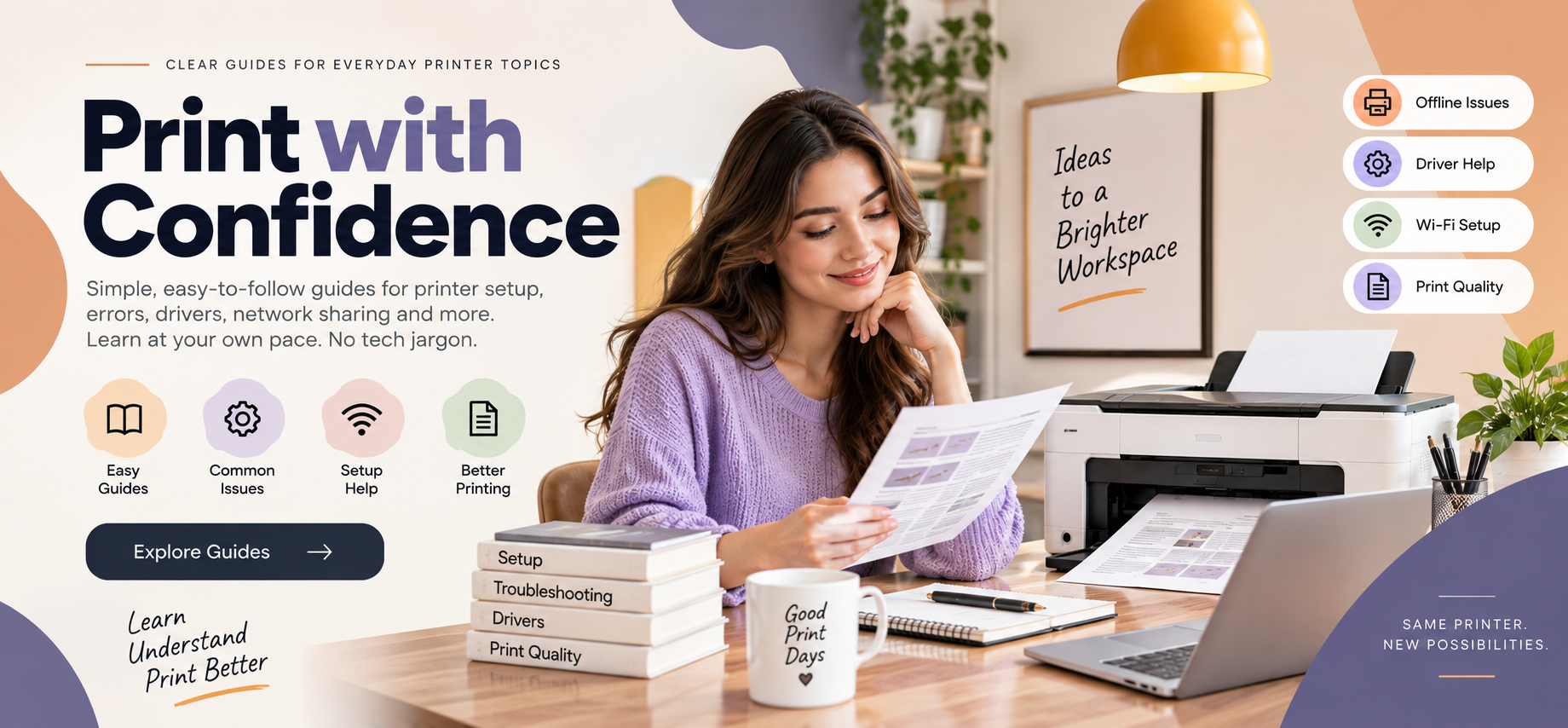 Printer guides banner